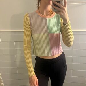 Vigoss Multi-coloured Slightly Cropped Long Sleeve Shirt